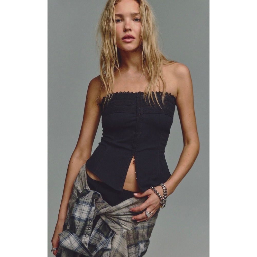 Free People Nikki Corset Hook and Eye Corset Tube Top Strapless Bustier NWOT